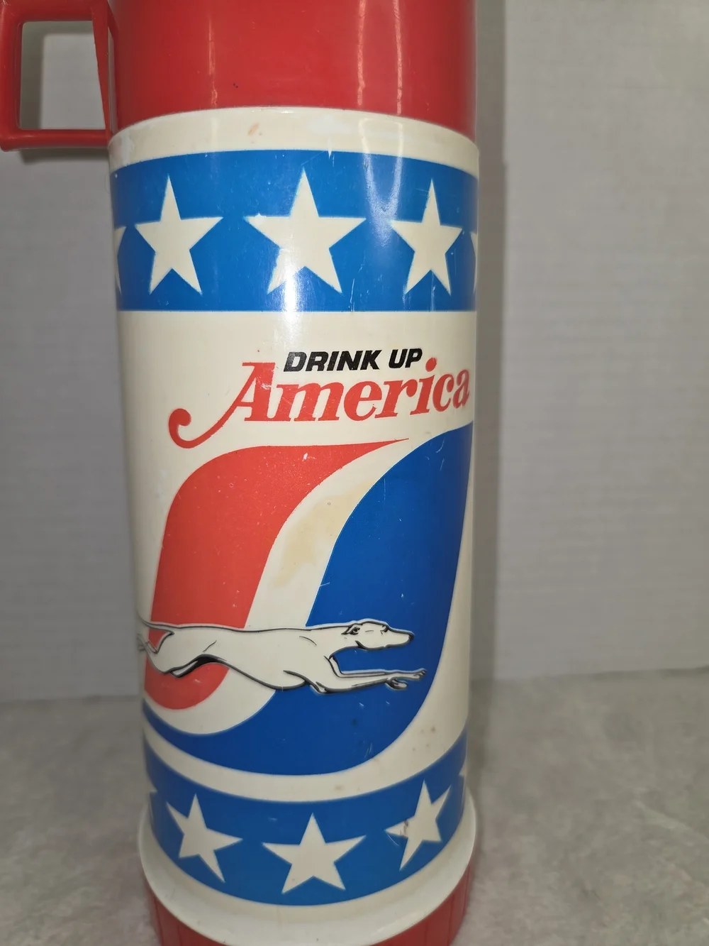 Greyhound Bus Drink Up America Insulated Travel Thermos 1976 Bicentennial 10